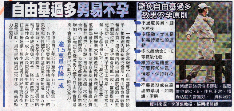 自由基過多 男易不孕